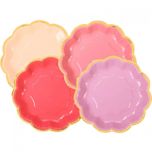 Pratos Rosa Recorte Dourado